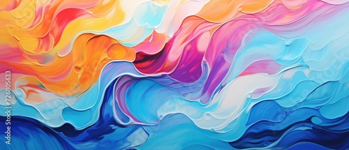 Vibrant and artistic, an abstract background with marbled acrylic oil painting ink painted waves, bursting with color and texture, Ai Generated.