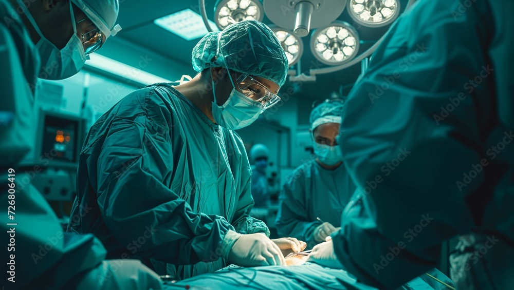 Doctor is operating on a patient in the operating room Doctor is operating on a patient in the operating room