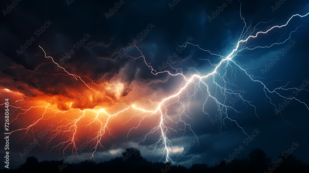 Lightning on the sky, gloomy ominous storm clouds background Lightning on the sky, gloomy ominous storm clouds background
