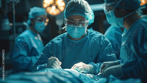 Doctor is operating on a patient in the operating room photo
