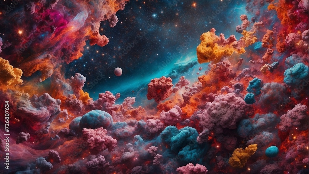 Fototapeta premium color photo of a celestial scene, with stars and galaxies