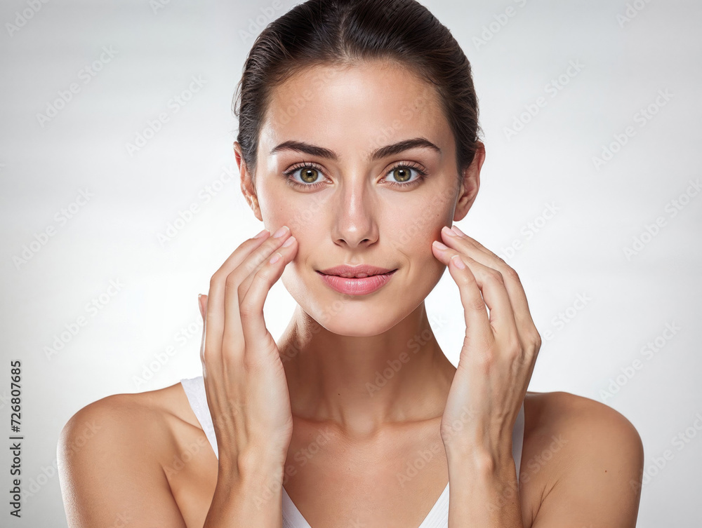 Beautiful woman showcasing her clear, healthy facial skin Beautiful woman showcasing her clear, healthy facial skin