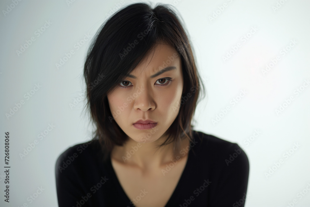 Angry Asian Woman, Studio Shot, Generative AI Angry Asian Woman, Studio Shot, Generative AI