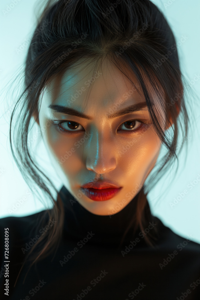 Angry Asian Woman, Studio Shot, Generative AI Angry Asian Woman, Studio Shot, Generative AI