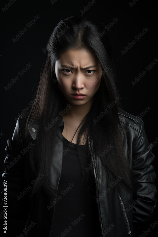 Angry Asian Woman, Studio Shot, Generative AI