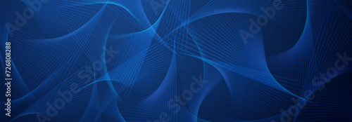 Abstract illustration with spirograph figures made of lines on a blue background