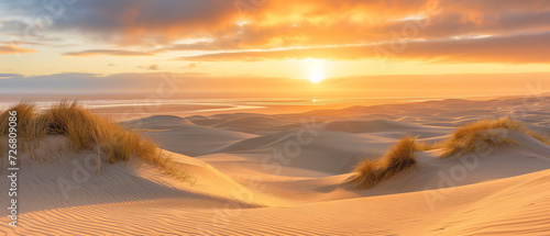 Sunset Symphony on Sand: The Dynamic Dance of Light and Shadow Over Desert Dunes