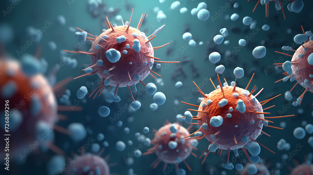 Various shapes of bacteria, probiotics on light background, macro shot of different types of bacteria Various shapes of bacteria, probiotics on light background, macro shot of different types of bacteria