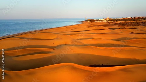 Aerial View of the Dunes of Maspalomas, Gran Canaria, Canary Islands, Spain photo