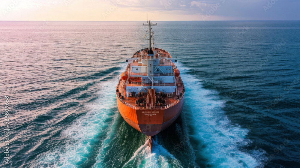 A tanker equipped with a ballast water treatment system utilizing UV light to eliminate invasive species and protect marine ecosystems during cargo transfers.