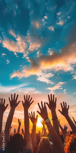 People reaching their arms to the heavenly skies © Brian