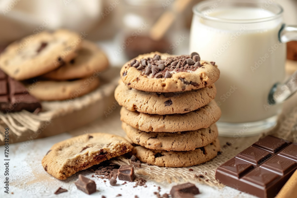 cookie with a chocolate and a milk cookie with a chocolate and a milk