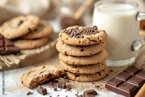 cookie with a chocolate and a milk © mila103