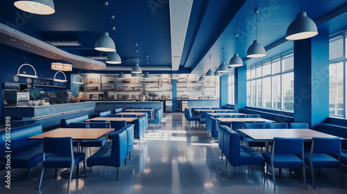 cafeteria azul, restaurante, lugar de comida