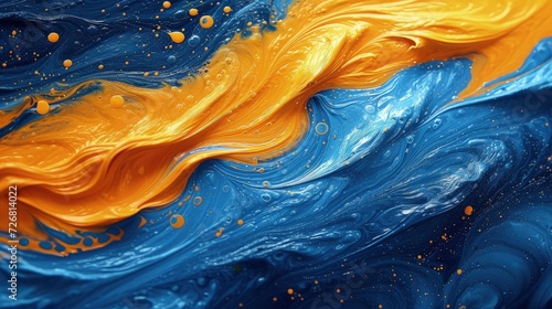 Wallpaper abstract paint background  yellow and blue accent