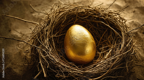 Wallpaper Mural Golden Egg Nestled in a Tabletop Nest Torontodigital.ca