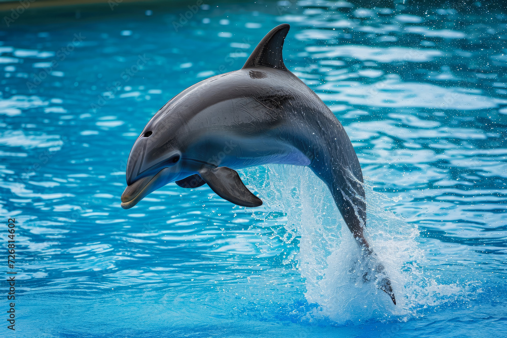 Fototapeta premium dolphin with a jump and a splash