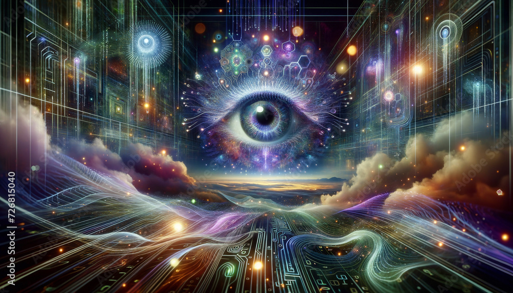 The AIs Vision: Surreal Neural Network Illuminated by Binary Code The AIs Vision: Surreal Neural Network Illuminated by Binary Code
