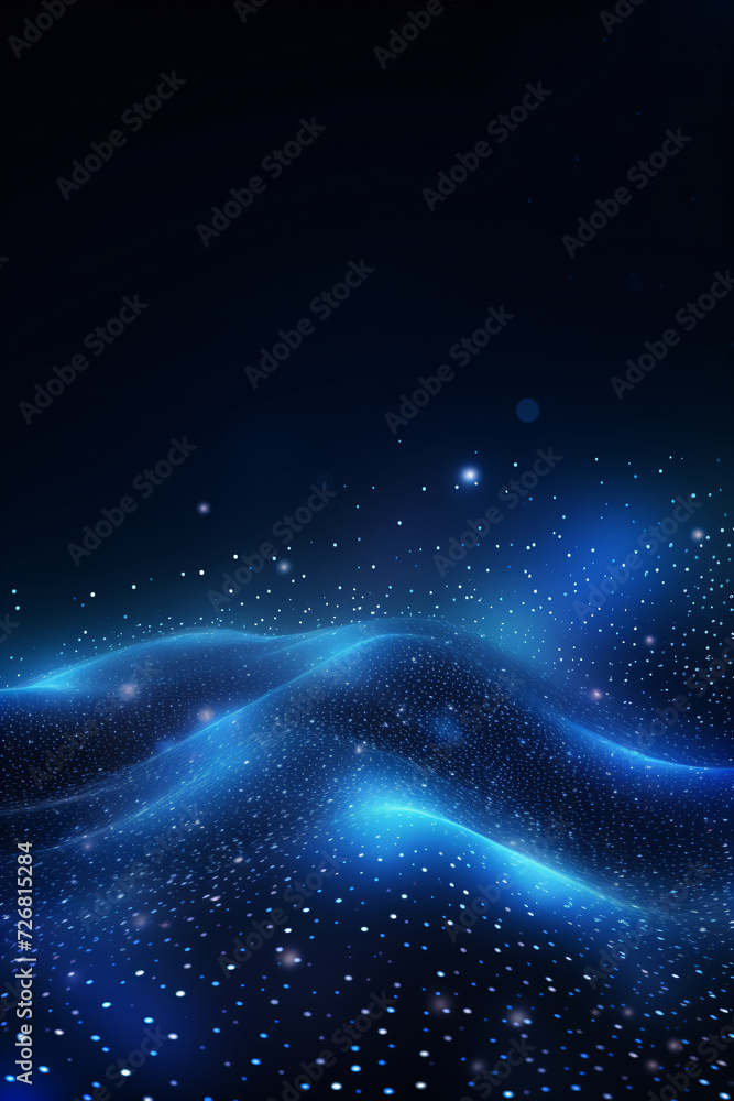 Futuristic background with glowing particles.