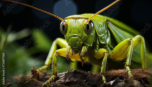 Close up of a green locust on a leaf generated by AI © Jemastock
