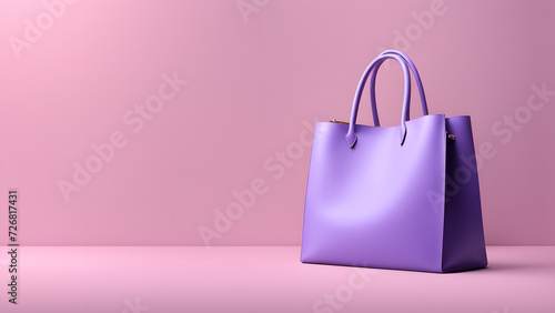 3D Luxury handbag isolated purple pastel background with space text for women's day and mother's day poster illustration