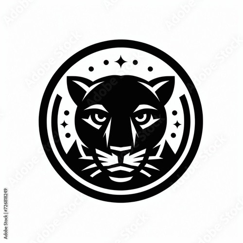 The panter logo is black and white with a circle