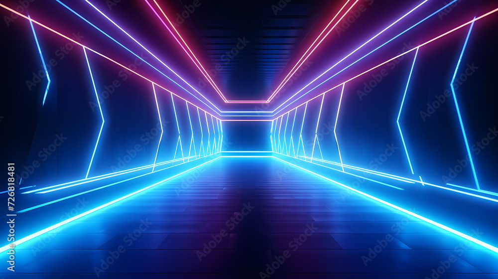 Empty room with neon space for design