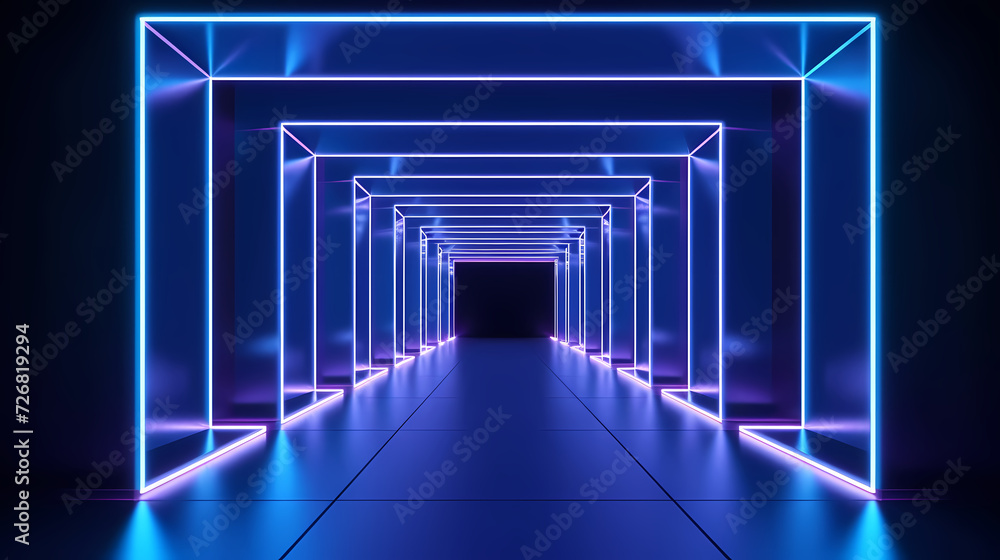 Empty room with neon space for design Empty room with neon space for design