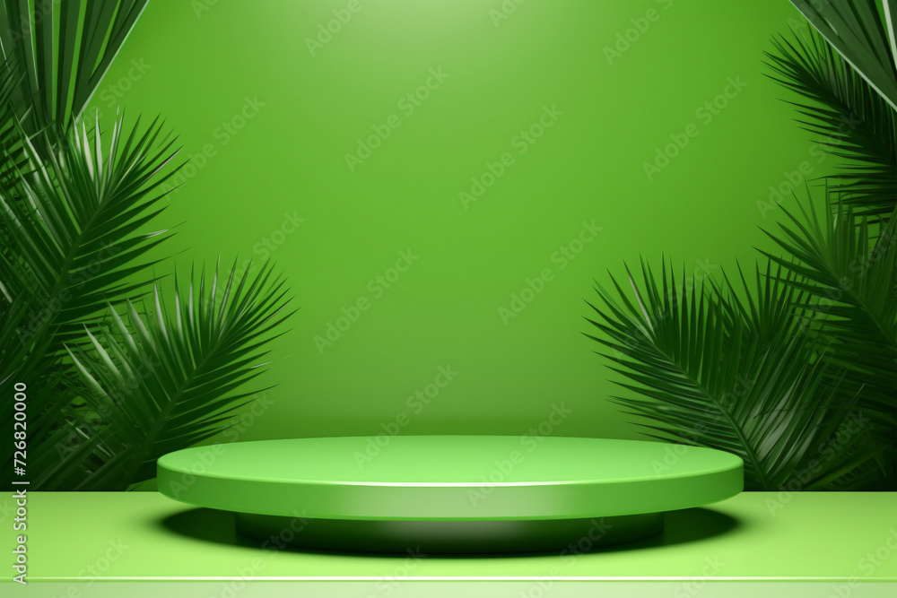 Green podium product display background Green podium product display background
