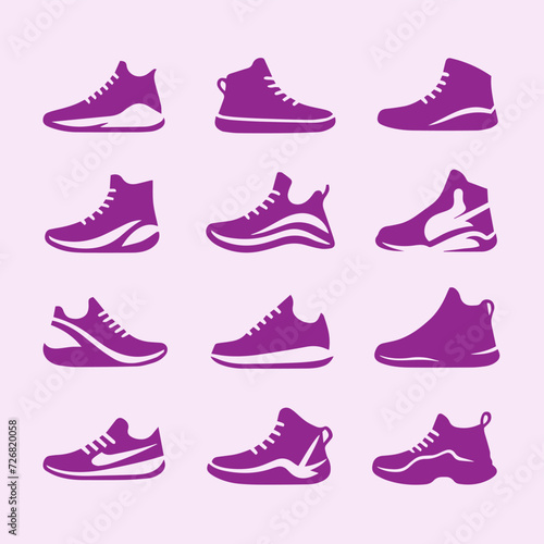 set of shoes logo icon set