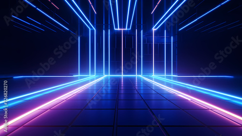 3D space, light shining from above, empty room
