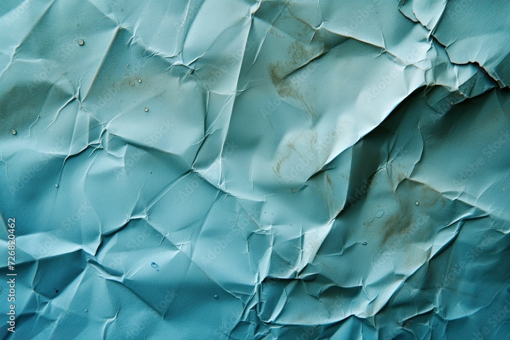 Fototapeta premium Texture of a crumpled light blue sheet of paper