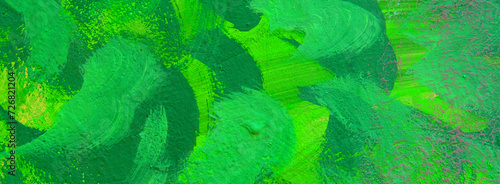 Abstract green putty brush strokes on wall background.