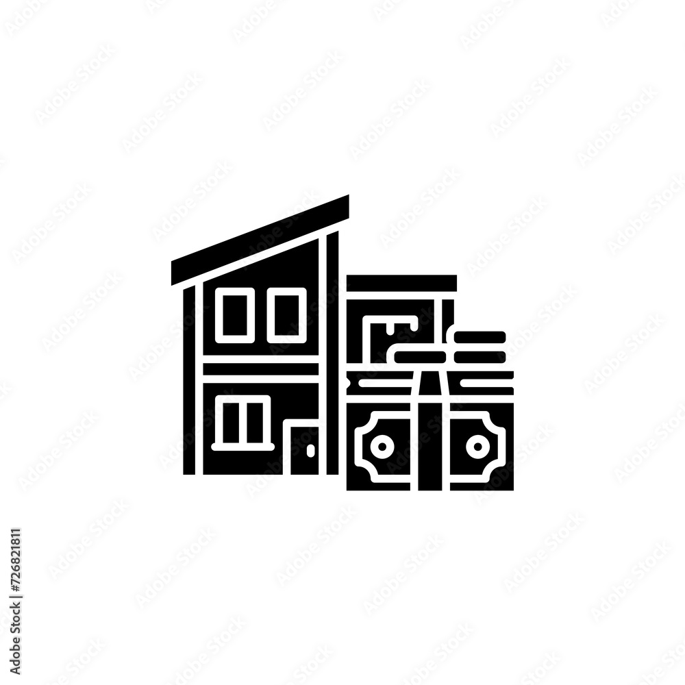 buy house building vector icon. real estate icon solid style. perfect use for logo, presentation, website, and more. modern icon design glyph style buy house building vector icon. real estate icon solid style. perfect use for logo, presentation, website, and more. modern icon design glyph style