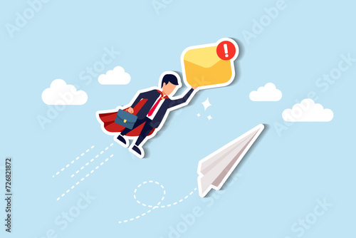 Communicating with clients via email, automating subscription newsletters, exploring online ads or mailing list services, the professional entrepreneur hero efficiently dispatches impactful email.