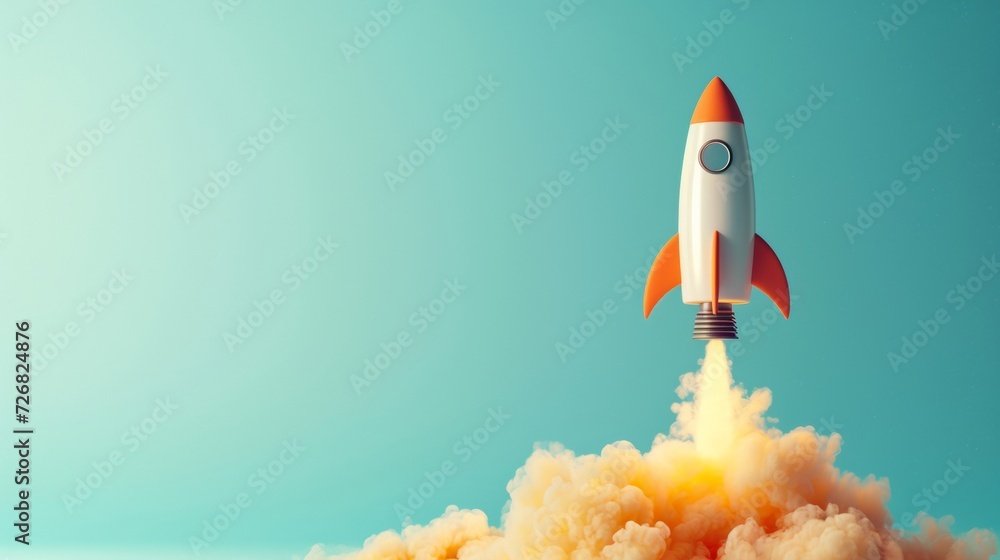 Rocket Launching Into the Sky With Smoke Rocket Launching Into the Sky With Smoke
