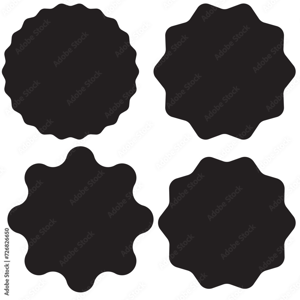 Scallop Circle Silhouette Shapes Icon Set Scallop Circle Silhouette Shapes Icon Set