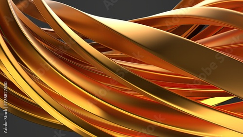 Gold Wavy Metal Gentle Curve Luxury Modern Lines Elegant and Modern 3D Rendering Abstract Background