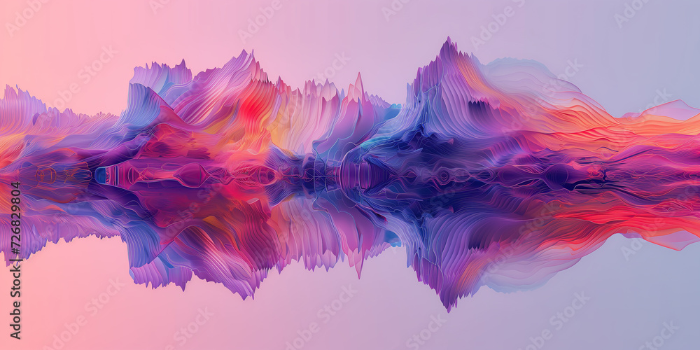Obraz premium Rainbow colored music visualization wavy smoke background, web page background, abstract background,holi