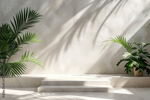 Fresh green plants on a bright sunny wall © Александр Лобач