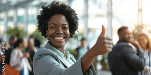 happy business woman giving a thumbs up, generative AI