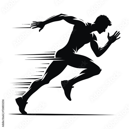  Dynamic Motion of Runner in Full Stride Silhouette