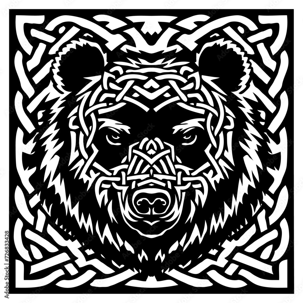 Bear face in celtic knot style
Bear face in celtic knot style