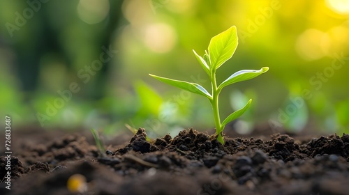 A small plant is seen sprouting out of the ground. This image can be used to depict growth, new beginnings, or nature's resilience. 