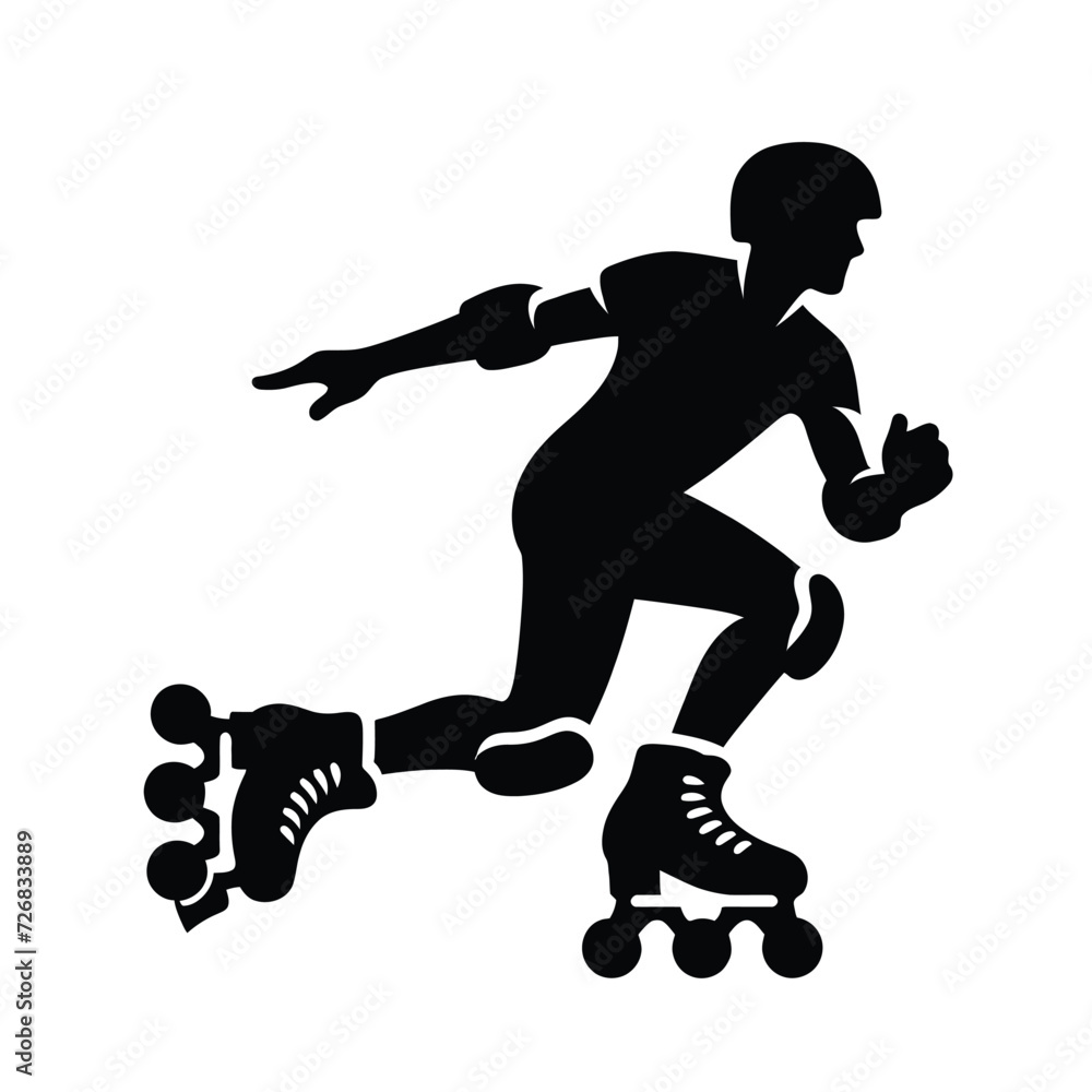 Silhouette of a Roller Skater in Motion Silhouette of a Roller Skater in Motion