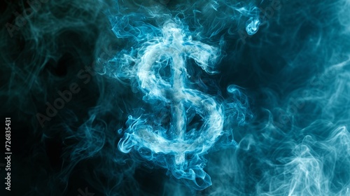 Dollar Sign Emerging From Smoke photo