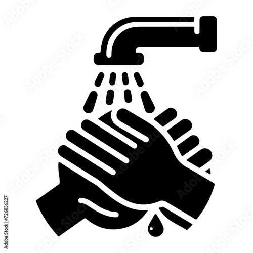 Hand washing vector icon, clipart, symbol, flat illustration, black color silhouette