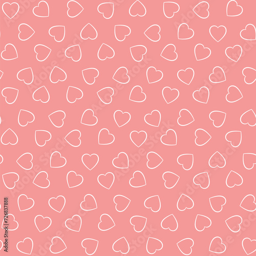 valentine greeting card. hearts outline. vector seamless pattern. coral wedding repetitive background. fabric swatch. wrapping paper. design template