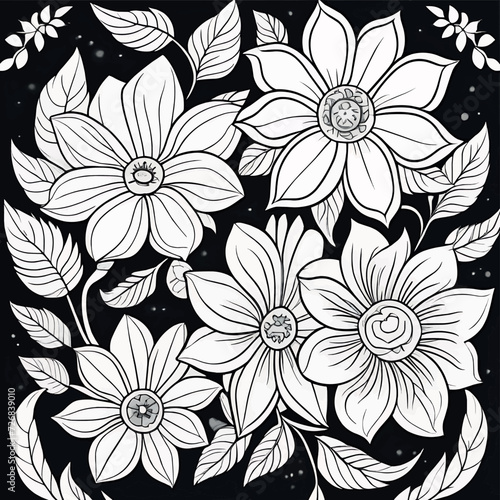 Wallpaper Mural Floral coloring book pages for children and adults Torontodigital.ca