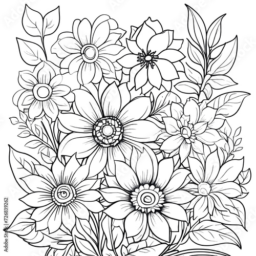 Wallpaper Mural Floral coloring book pages for children and adults Torontodigital.ca